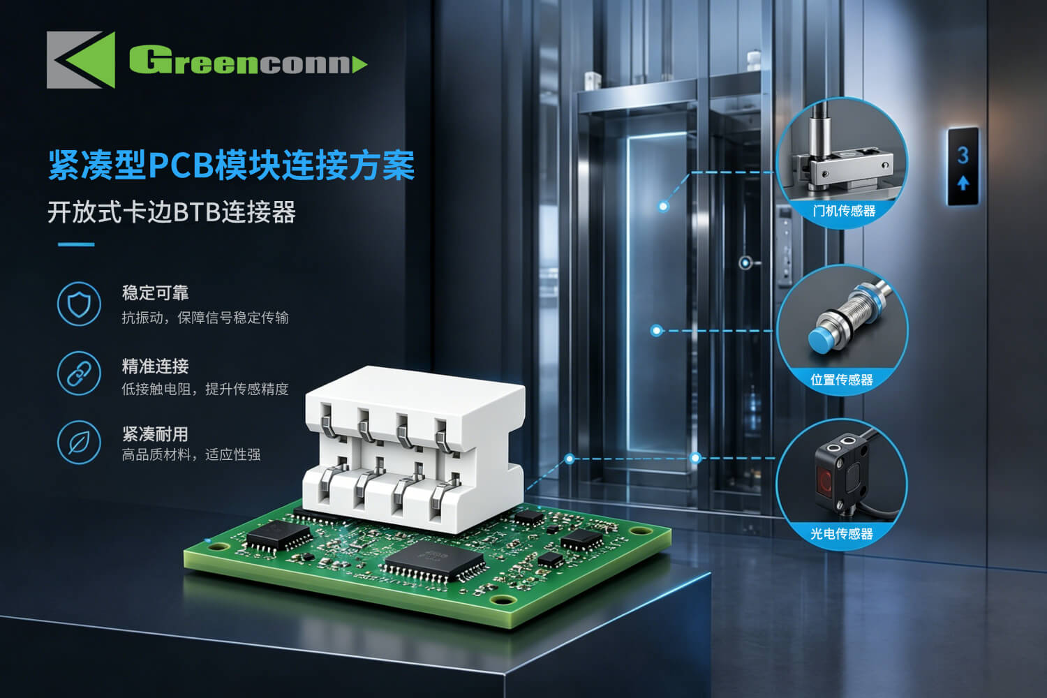 Greenconn CBFA201開放式卡邊BTB連接器在緊湊型PCB模塊中的應(yīng)用